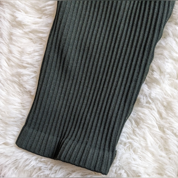 NUX Leggings Womens Size L Green Ribbed High Compression Athletic NWT - Picture 5 of 8